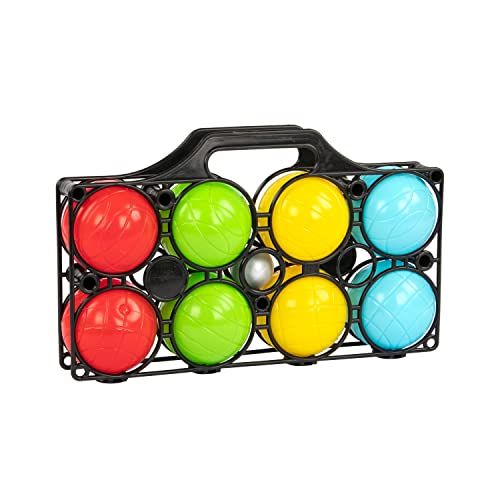 Idena Boccia spel met 8 gekleurde ballen, doelbal en draagmand - behendigheidsspel voor kinderen en volwassenen