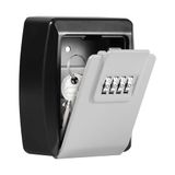 Vinabo Sleutelbox, veilige sleutelbox voor buiten met 4-cijferige code, wandsleutelbox, waterdicht en roestvrij, voor sleutels, kaarten, zinklegering (grijs)