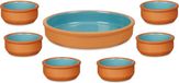 La Dehesa - 7x Tapas/Creme brulee schaaltjes - terra/blauw - 6x 8 cm/1x 23 cm
