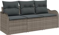 vidaXL Tuinbank Set 3-delig Grijs Polyrattan