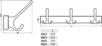 Hermeta Wandkapstok 5x Haak Naturel Aluminium