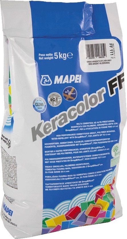 Mapei Keracolor FF alu 111 voegmortel 0-6 mm 5 kg zilvergrijs IT