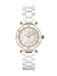 Gc Gc Muse Mid Size Ceramic Kwarts Analoog Horloge Goudkleur En Wit Kast Gemaakt Van 100% Roestvrij Staal En Een Armband Van 100% Keramiek 34