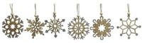 Bellatio Decorations Kaemingk B.V. Kersthangers - 6x - sneeuwvlokken - naturel - hout - 6 cm