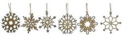 Bellatio Decorations Kaemingk B.V. Kersthangers - 6x - sneeuwvlokken - naturel - hout - 6 cm