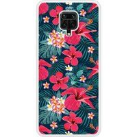 Redmi Bedrukt siliconen hoesje compatibel met Redmi Note 9 Pro Hibiscus Fuchsia