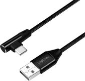Logilink USB 2.0 A Male naar USB-C Male Kabel, 0.3m, Gehoekt, Transparant