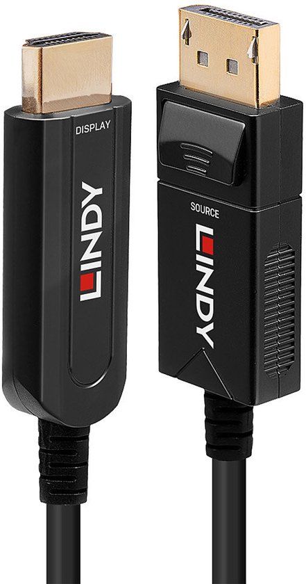 LINDY DisplayPort / HDMI / Glasvezel Adapterkabel 30 m Zwart