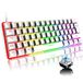 Panda FELiCON Mini 60% Mechanical Gaming Keyboard with Compact 62 Keys, 19 RGB Chroma LED Backlit, Type-C Cable, QWERTY UK Layout, Full-key Anti-Ghosting for PC, Laptop, Mac - White/Blue Switch
