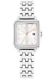 Tommy Hilfiger TH1782830 - Mia - Dames Polshorloge - Rechthoekige Zilverkleurige Kast - Zilverkleurige Wijzerplaat - Tweekleurige Stalen Band - Mineraalglas - Quartz - Analoog en Digitaal - Druksluiting - 3 ATM