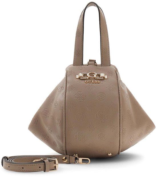 GUESS Anise Top Handle Pouch Dark Taupe Logo Handtas Schoudertas