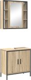 vidaXL Badmeubelset 2 stuks Bruin 60 x 30 x 60 cm Bewerkt Hout