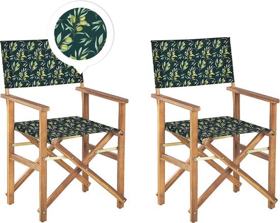 CINE - Tuinstoel set van 2 - Groen/Hout/Olijf - Polyester