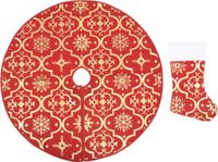 vidaXL - Jupe de sapin de Noël - luxe - avec - pied - 90 cm - tissu - rouge