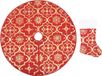 vidaXL - Jupe de sapin de Noël - luxe - avec - pied - 90 cm - tissu - rouge