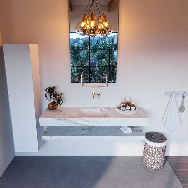 MONDIAZ ALAN-DLUX Badmeubelset 150cm Frappe met vrijhangende wastafel zonder kraangat