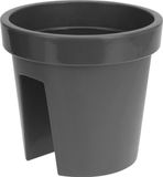 Merkloos Kunststof balkon plantenpot/bloempot - antraciet - 28 x 25 cm