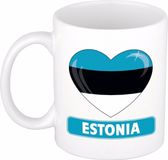 Bellatio Decorations Hartjes koffiemok Estland vlag - 300 ml