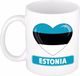 Bellatio Decorations Hartjes koffiemok Estland vlag - 300 ml