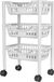 Juypal Hogar Juypal Keukentrolley - 3-laags - wit - kunststof - 39 x 26,5 x 66,5 cm