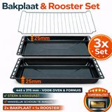 ICQN Oven Bakplaat Set - 3 Stuks - 2x Bakplaat en Rooster voor oven - Geëmailleerd