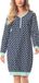 Merry Style Dames Nachtemd - Nachtjapon - Lange mouwen - Katoen - MS-MS10-179-ND - Donkerblauw/Met stippen - S