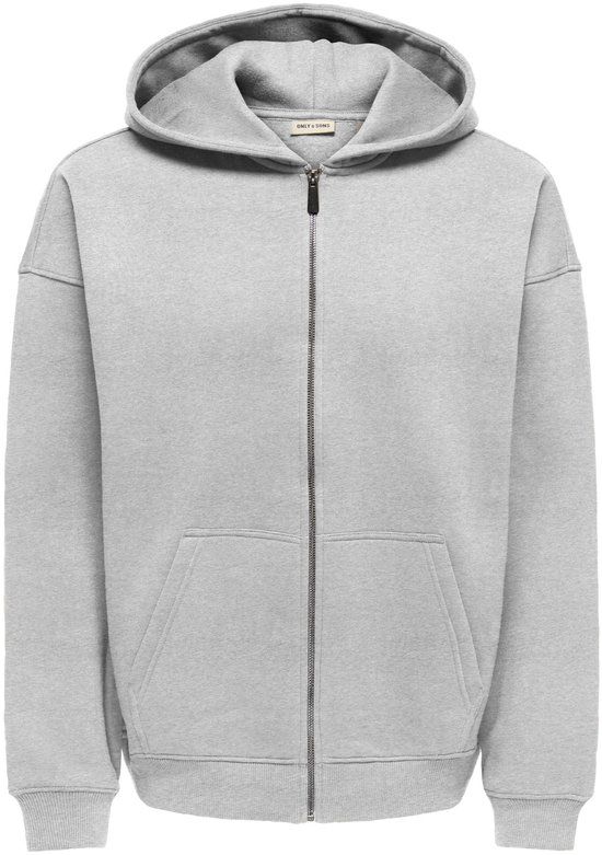 ONLY&SONS ONSCERES OVZ ZIP HOODIE SWEAT NOOS Heren Super Light Grey Melange XL