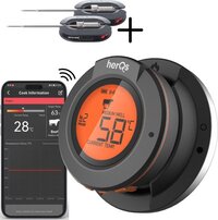herQs - Dome Thermometer - BBQ thermometer - Wireless - Bluetooth - App - Stainless Steel - 500 °C