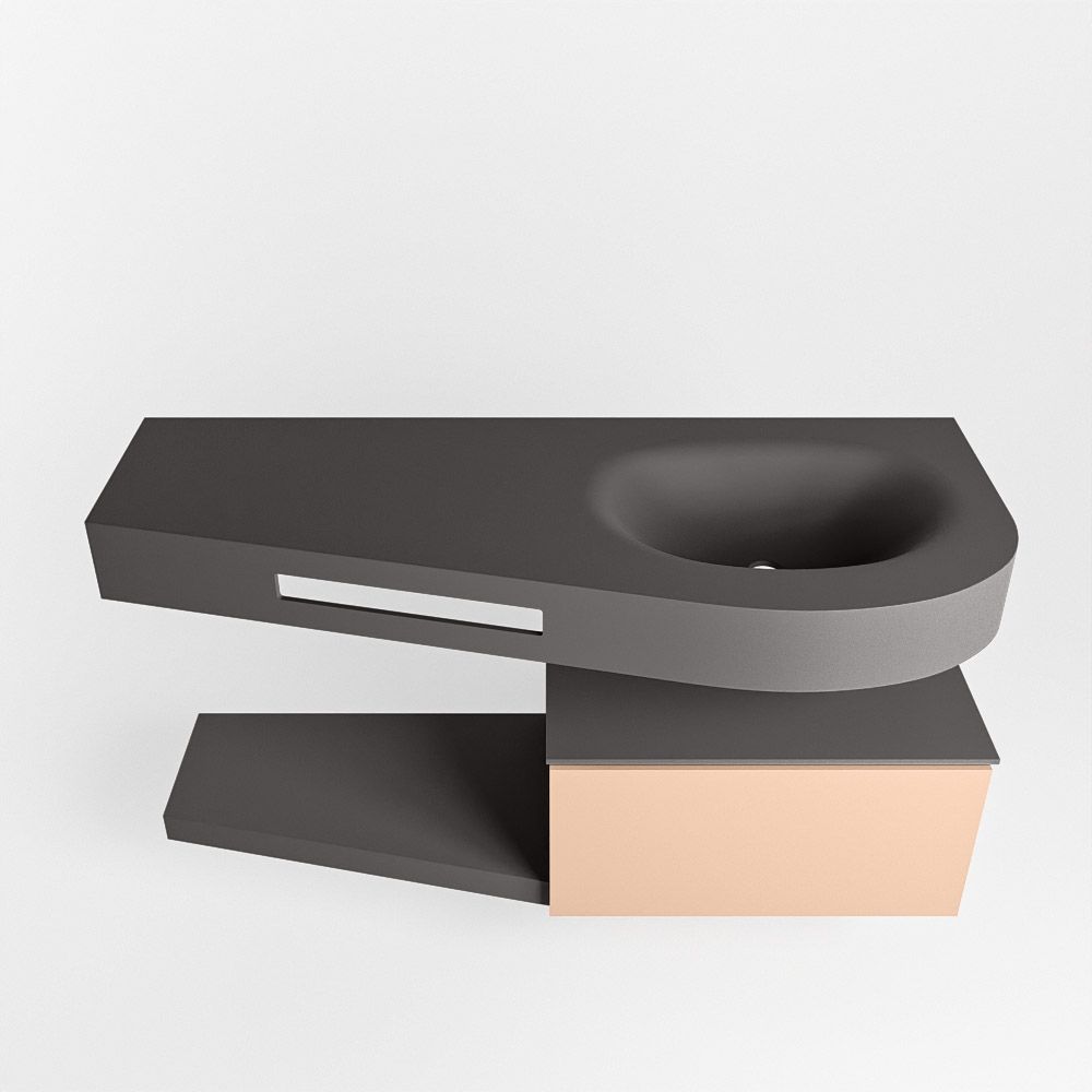 Mondiaz Riva Dulcet badkamermeubel rechts 120cm dark grey en rosee
