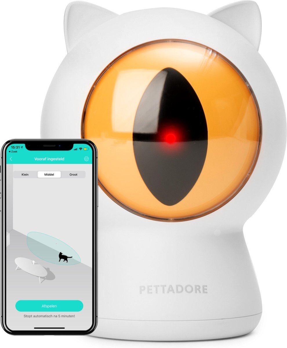 Pettadore Play Red Dot - Laser Kattenspeeltjes - Smart met Autoplay en Handmatig via App - Wit wit