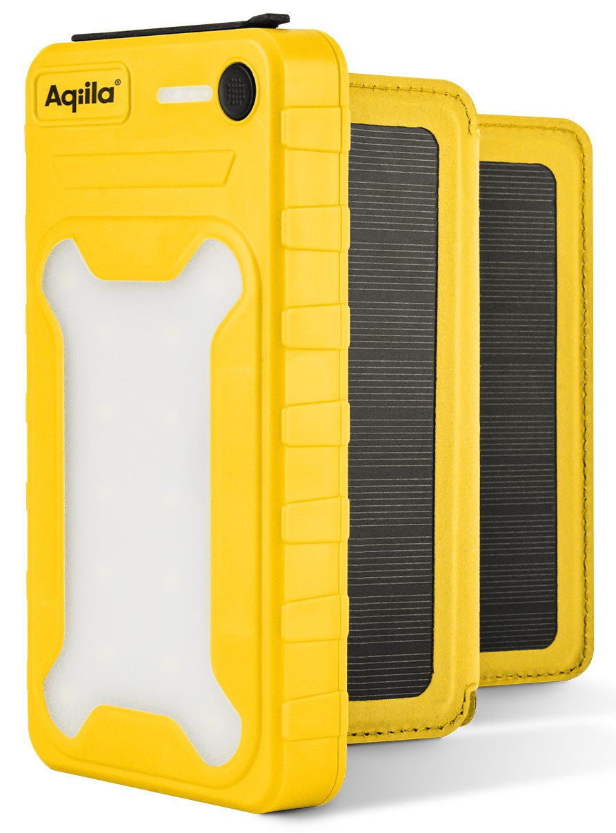 Aqiila Solar Powerbank 10000mAh - 20W - Solar - USB-C - USB-A - IP54 - LED - Geel