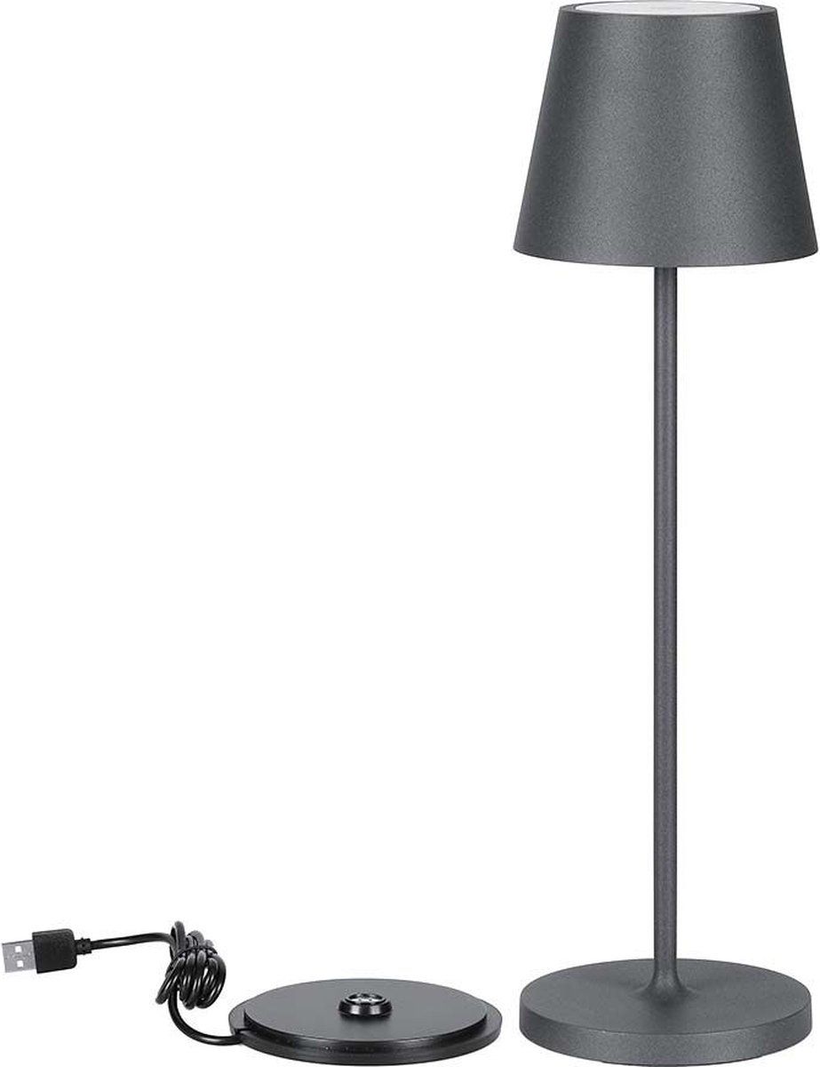 V-Tac VT-7522 Tafellamp - Grijs - Oplaadbaar - 3000K - Dimbaar - IP54