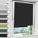 Allesin Store Enrouleur Occultant Thermique Sans Perçage, Rideau Opaque Isolant, Montage Simple Pour Fenêtre Ou Porte, Largeur Du Tissu 105 cm, 105l X 220l cm, Noir