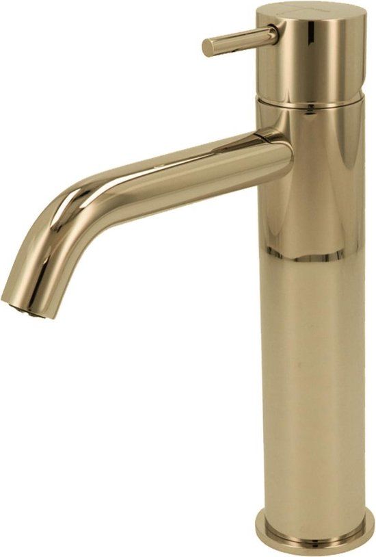 Hotbath Cobber Wastafelmengkraan 1-hendel Gebogen 21.6 cm Gepolijst Messing PVD