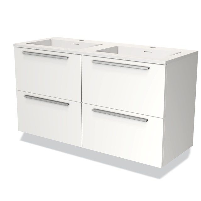 Maxaro Badkamermeubel 120cm Modulo Mat Wit 4 Lades Vlak Wastafel Solid Surface