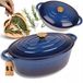 Hage - Braadpan - Geëmailleerde Gietijzeren Braadpan met Deksel - Oven & Inductie Geschikt - 6 Liters - Blauw