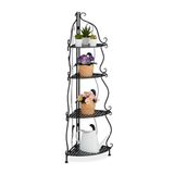 Merkloos Relaxdays Hoek plantenrek - Metaal - Zwart - 113 x 30 x 30 cm - 4 etages