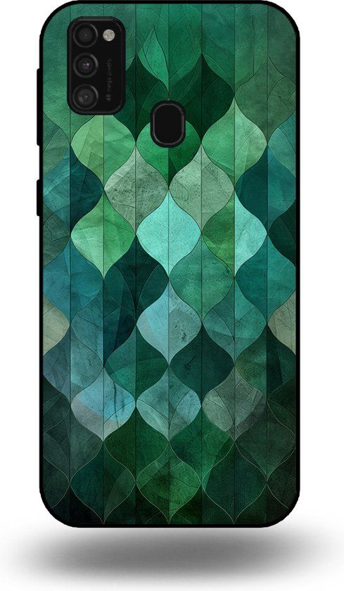 Smartphonica Telefoonhoesje Samsung Galaxy M31 - Groene Bladeren - TPU Back Cover