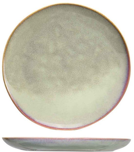 Cosy & Trendy Ontbijtborden Trentino Groen/Roze - 4 Stuks Ø 24 cm - Aardewerk