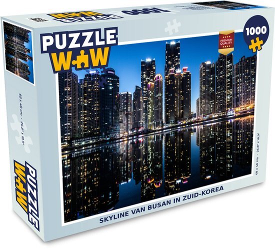 MuchoWow Puzzel Skyline van Busan in Zuid-Korea - Legpuzzel - Puzzel 1000 stukjes volwassenen - Sinterklaas cadeautjes - Sinterklaas voor grote kinderen