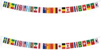 Bellatio Decorations Internationale vlaggenlijn - 2x - wereld landen vlaggen - 15 meter - polyester vlaggetjes - versiering - feestartikelen