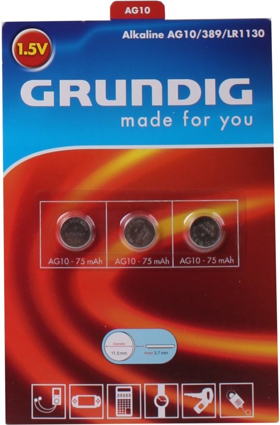 Grundig Knoopcelbatterijen Ag10 3 Stuks