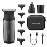 BarberBoss 3-in-1 Trimmerset voor heren, baard- en haartrimmer, neus- en oortrimmer, mini-scheerapparaat, elektrisch scheerapparaat voor heren, dubbele snelheidsregeling (Metallic Gun Poeder)