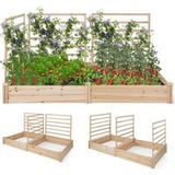 Coast Jardinière en bois avec 3 treillages - Jardinière surélevée - Fond ouvert - Bois de pin naturel - 222 x 114 x 110 cm