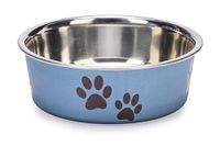 Karlie Bowl bella paw motive blue metallic, 12cm stainless steel