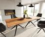 DELIFE Table à manger Edge 240x100 Acacia Naturel Estelar rond Métal Noir Live-Edge