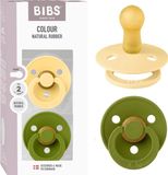 BIBS Colour Fopspeen - 6-18 mnd - 2-pack - Rond - Pale Butter/Wasabi
