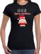 Bellatio Decorations Dames Kerst t-shirt - Kerstman - Zwart - Merry Christmas M