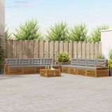 vidaXL - Bank loungeset - 8 zitplekken - Acacia hout - Naturel en lichtgrijs