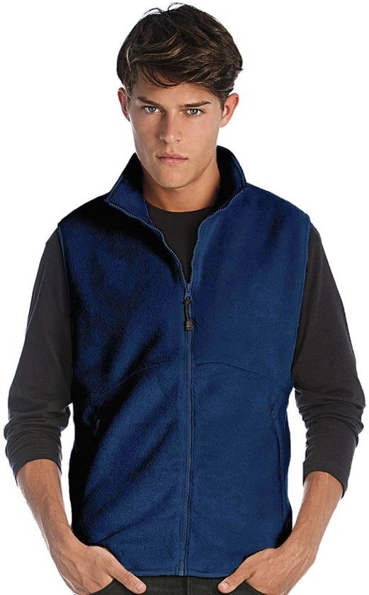 James & Nicholson Fleece casual bodywarmer navy blauw voor heren - Outdoorkleding wandelen/zeilen - Mouwloze vesten 2XL